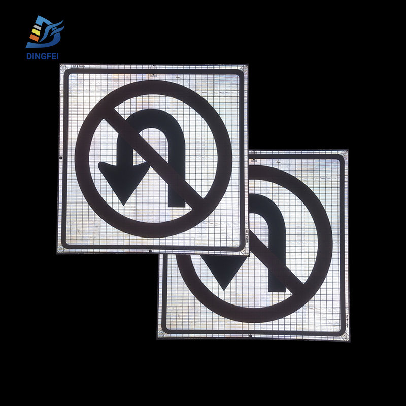 No U Turn Reflective Roll Up Traffic Sign - 